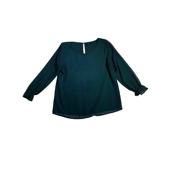 Papermoon Tops - Papermoon Womens Dark Teal Long Sleeve Ruffle Cuff Blouse Medium